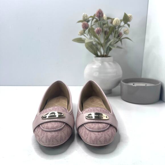 Michael Kors Lillie Moccasin Canvas Bar Flat Pink Women's 7 M NWOB - Picture 3 of 10